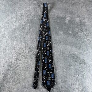 Vintage 1997 Looney Tunes Stamp Collection Tie Bugs Bunny Marvin Martian Black